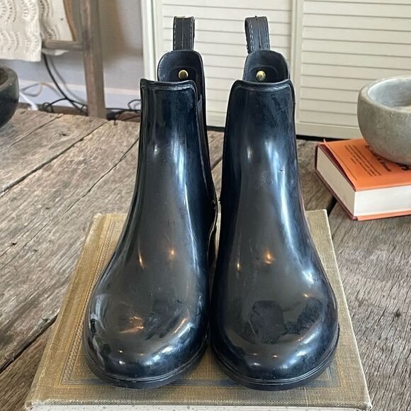 Pre-Owed Sam Edelman Womens Black Bootie Rain Boots Size 7 - Picture 1 of 5